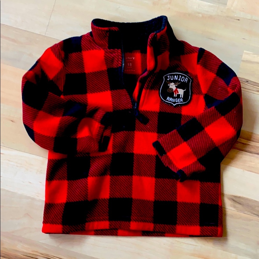18 month Carter’s Red Black Plaid Fleece Boys Top